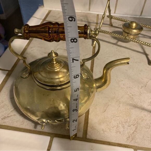 Antique James Clews Birmingham JCB brass tea pot Toddy kettle with stand - Picture 7 of 13